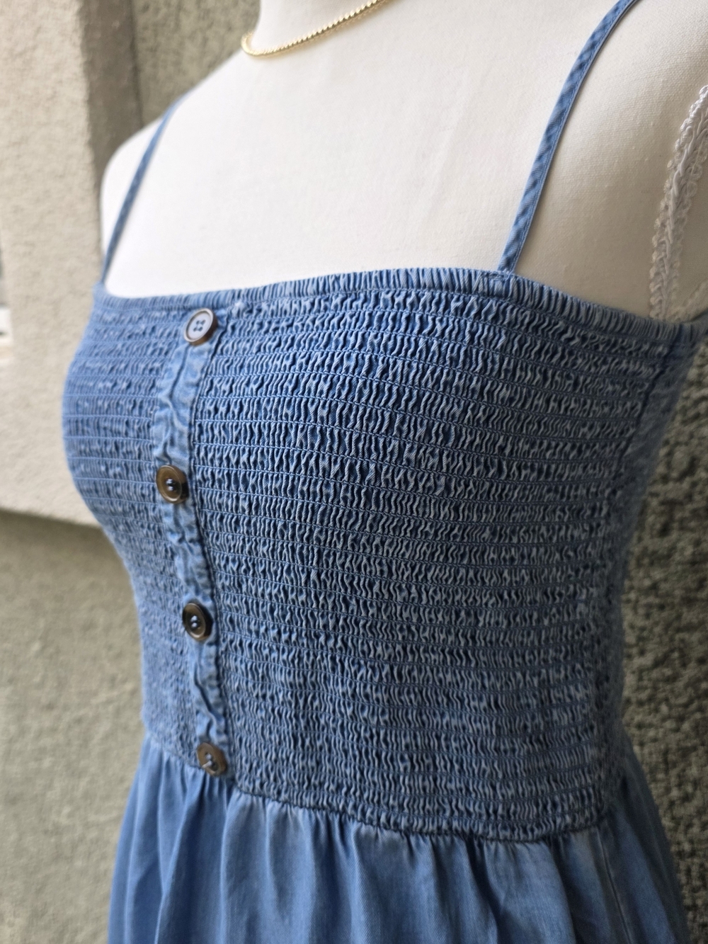 Love Tree Sky Blue Smocked Spaghetti-Strap Maxi Dress - Picture 2 of 6